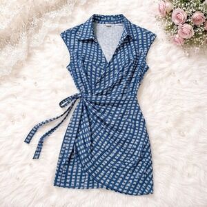 Urban Outfitters Blue Butterfly Print Wrap Dress Small NWT‎